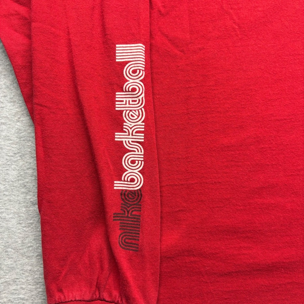 Nike Basketball Vintage Long Sleeve Shirt Red Graphic Swoosh Mens Large Y2K - Picture 7 of 8
